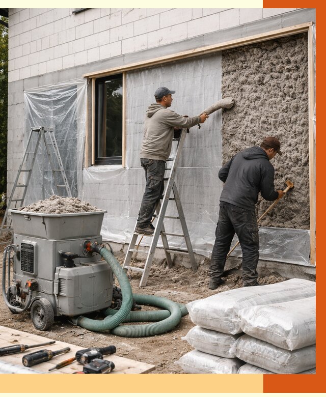 Утепление дома из газобетона эковатой в Троицке от 4640 руб./м2 | ТепломастерТрц